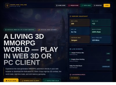 SeerLand Online website screenshot