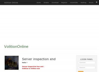 Volition Online Cap 100 CH PVE Pure System website screenshot